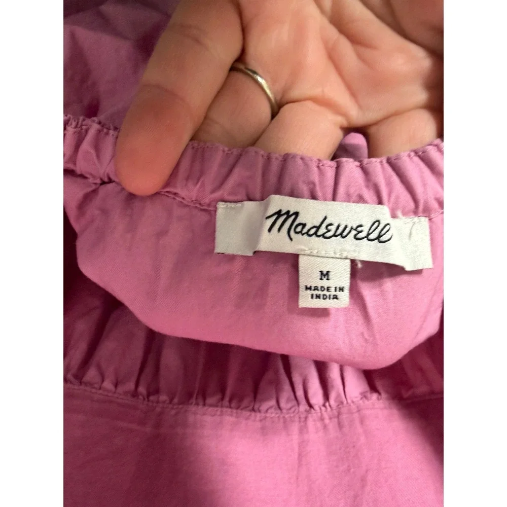 Madewell Sidonie Poplin Maxi Dress Pink Tie‎ Strap Open Back Medium Resortwear - Picture 6 of 8